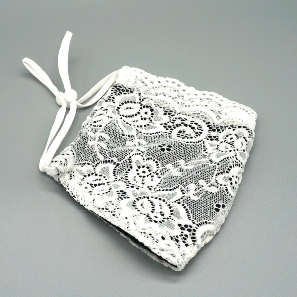 White Black Lace Face Mask Dust mask Fashion mask - Picture 4 of 5